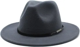 27 Colors New British Style Woolen Hat Autumn and Winter Leisure Big Brim Felt Hat Men's and Women's Vintage Jazz Hat Fengyan Cowboy Hats (Color : Dark Grey, Size : Large(58-60cm))
