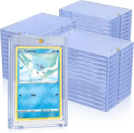 35pt Magnetic Card Holders for Trading Cards Protector, 60 Pack Baseball Card Protector, Acrylic Hard Cards Sleeves Case for Baseball Football Sports TCG CCG Game (Transparent Blue)