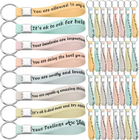 48 Pcs Mental Health Reminders Bulk Gifts Rubber Keychain Motivational Quote Colored Inspirational Rubber Keychain Counseling Therapy for Teens Party Favor Gifts Supplies