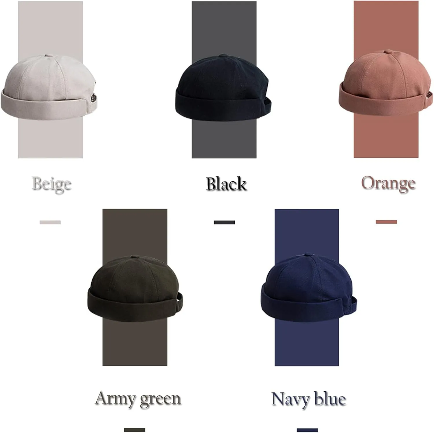 Adjustable Unisex Hip-Hop Docker Hats Beanie Sailor Cap Worker Hat Sailor Rolled Cuff Harbour Hat