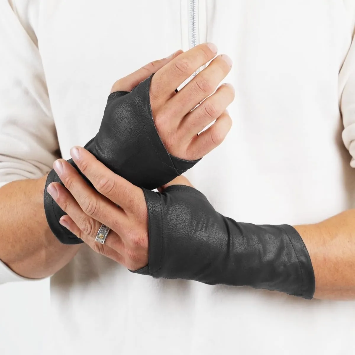 Assassin Gloves Ren Faire Faux Leather Bracers Ranger Archer Medieval Cosplay Larp Wrist