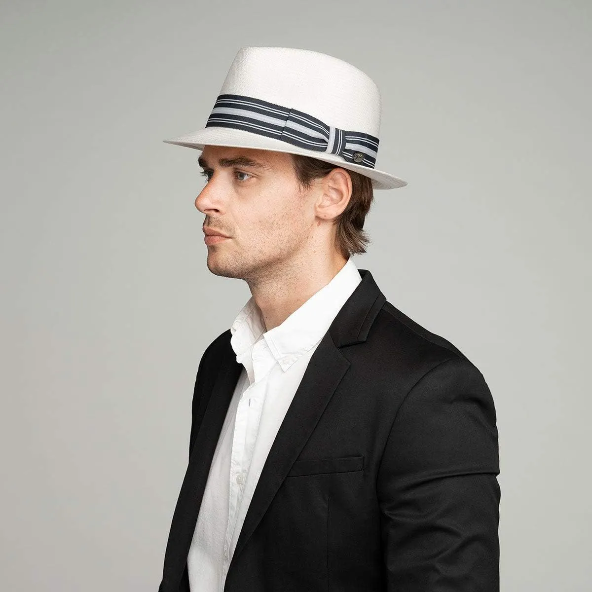 Bailey 1922 Tharp LiteStraw Fedora - Natural/Black Taupe Stripe/XXL