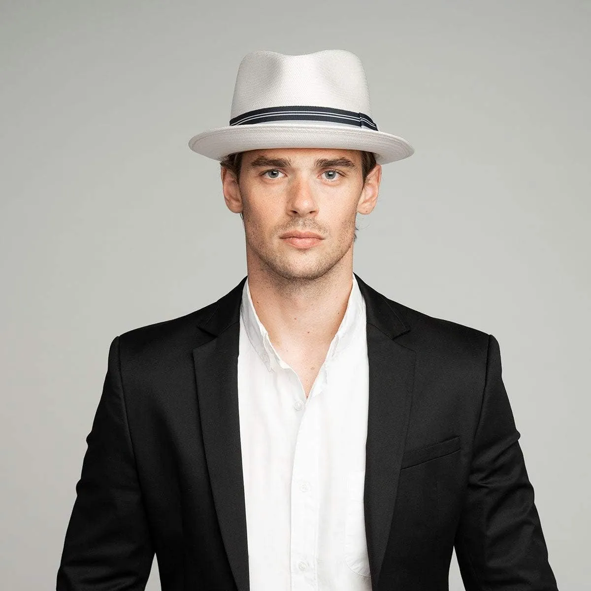 Bailey 1922 Tharp LiteStraw Fedora - Natural/Black Taupe Stripe/XXL