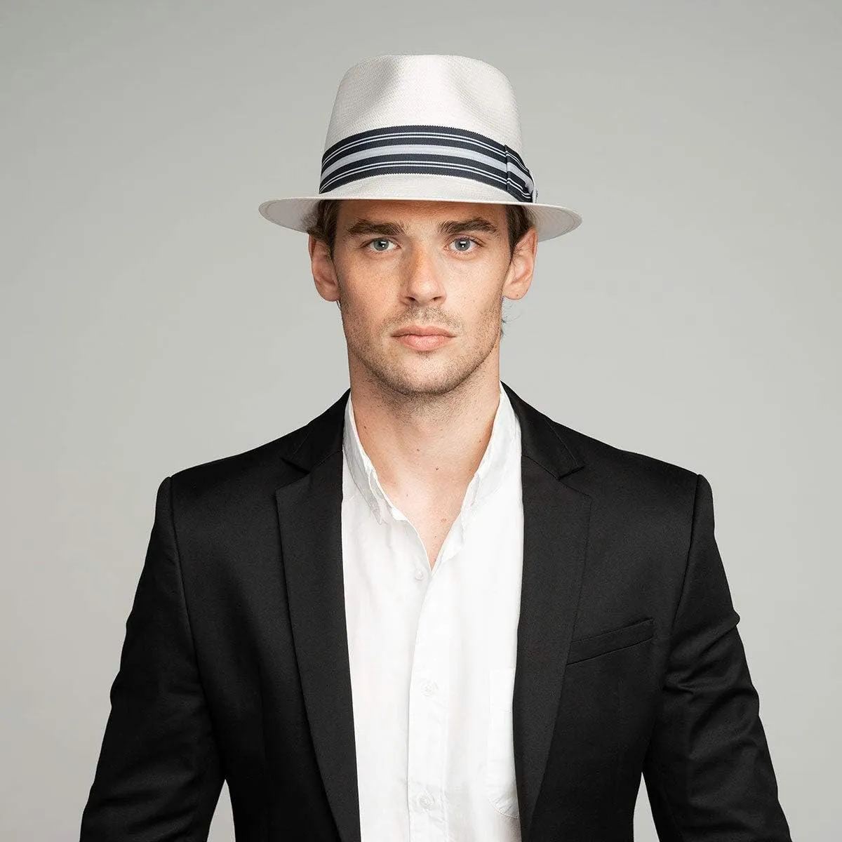 Bailey 1922 Tharp LiteStraw Fedora - Natural/Black Taupe Stripe/XXL