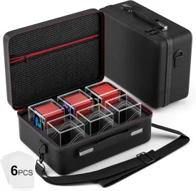 Card Deck Box with Portable Case, 6 Pack Clear Commander Deck Box with 6 Dividers, Holds 600  Double Sleeved Cards, Fit for MTG, YuGiOh, TCG