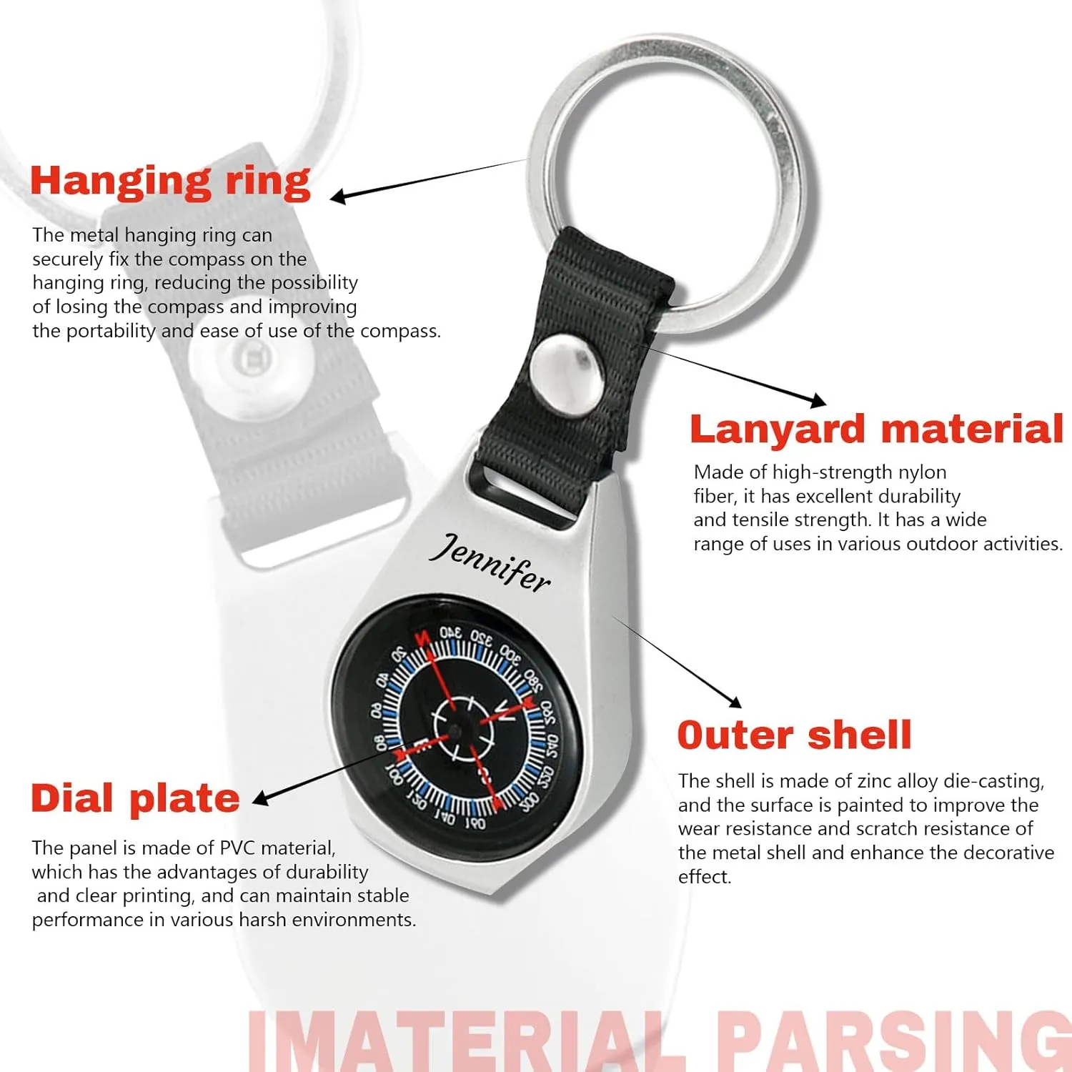 Compass Custom Portable Compasses Keychain with Text Mini Compas with Waterproof Luminous Function Survival Gifts for Men Hiking Camping Hunting Map Navigation Tool