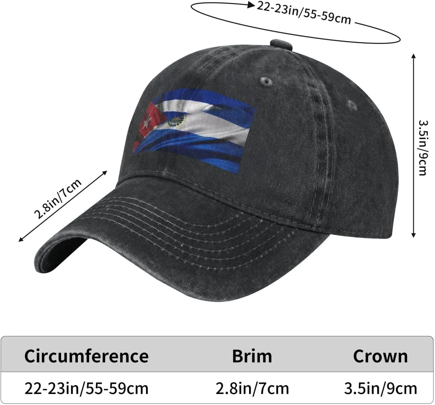 Cuban Flag Salvadorean Flag Baseball Cap Golf Dad Hat Adjustable Original Classic Trucker Hat Men Women