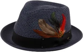 Epoch Men's Classy Travel Crushable 2tone Derby Fedora Upturn Curl Brim Hat (US, Alpha, Large, X-Large, F2682 Navy)