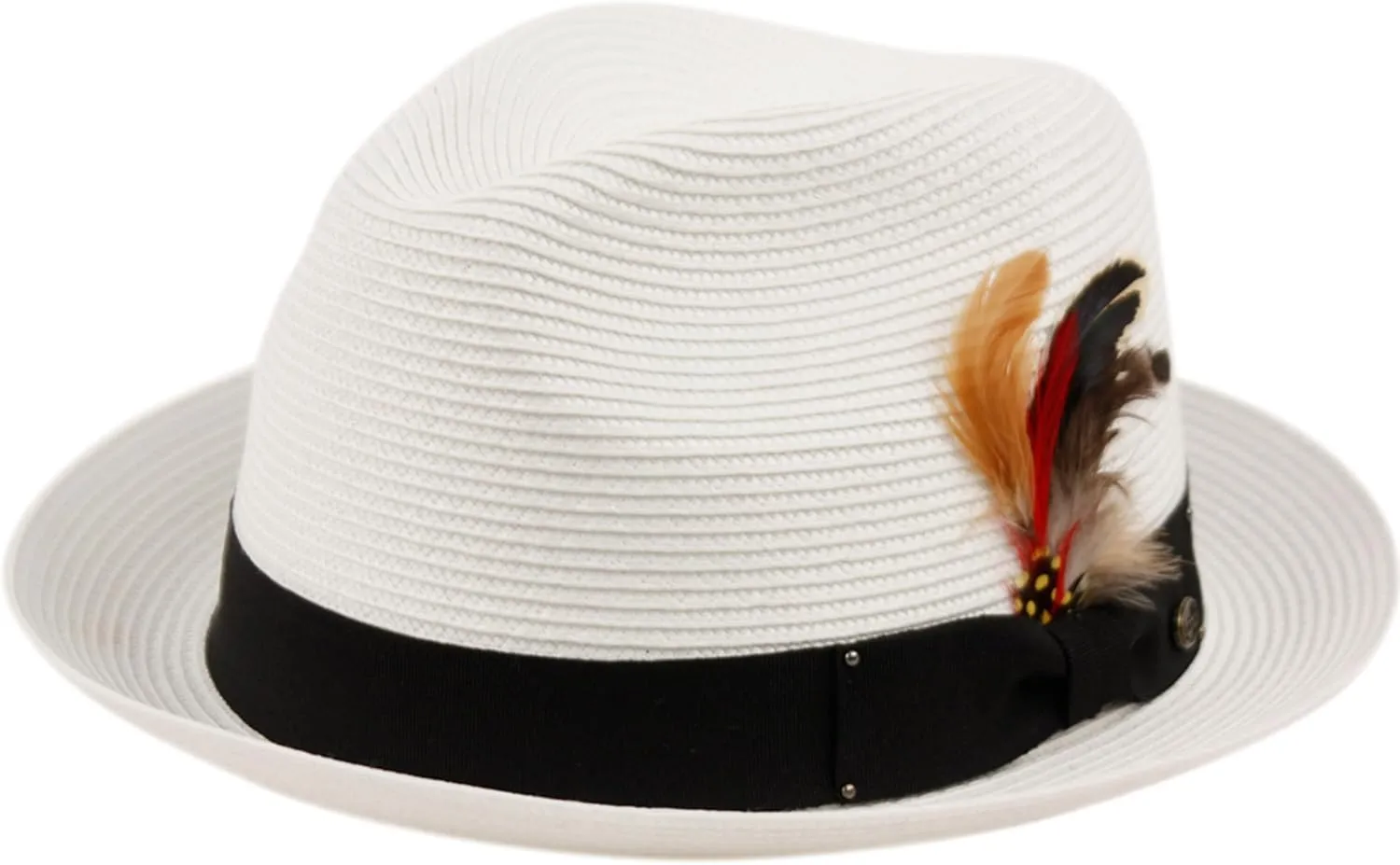 Epoch Men's Classy Travel Crushable 2tone Derby Fedora Upturn Curl Brim Hat (US, Alpha, Small, Medium, F2680 White)