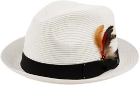 Epoch Men's Classy Travel Crushable 2tone Derby Fedora Upturn Curl Brim Hat (US, Alpha, Small, Medium, F2680 White)
