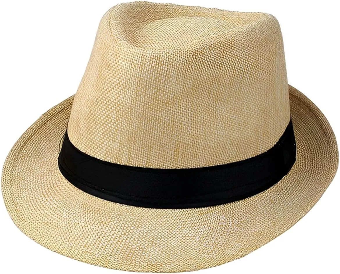 Giroir Fedora Hats for Men Women Short Brim Unisex Summer Beach Style 1920s Party Accessories