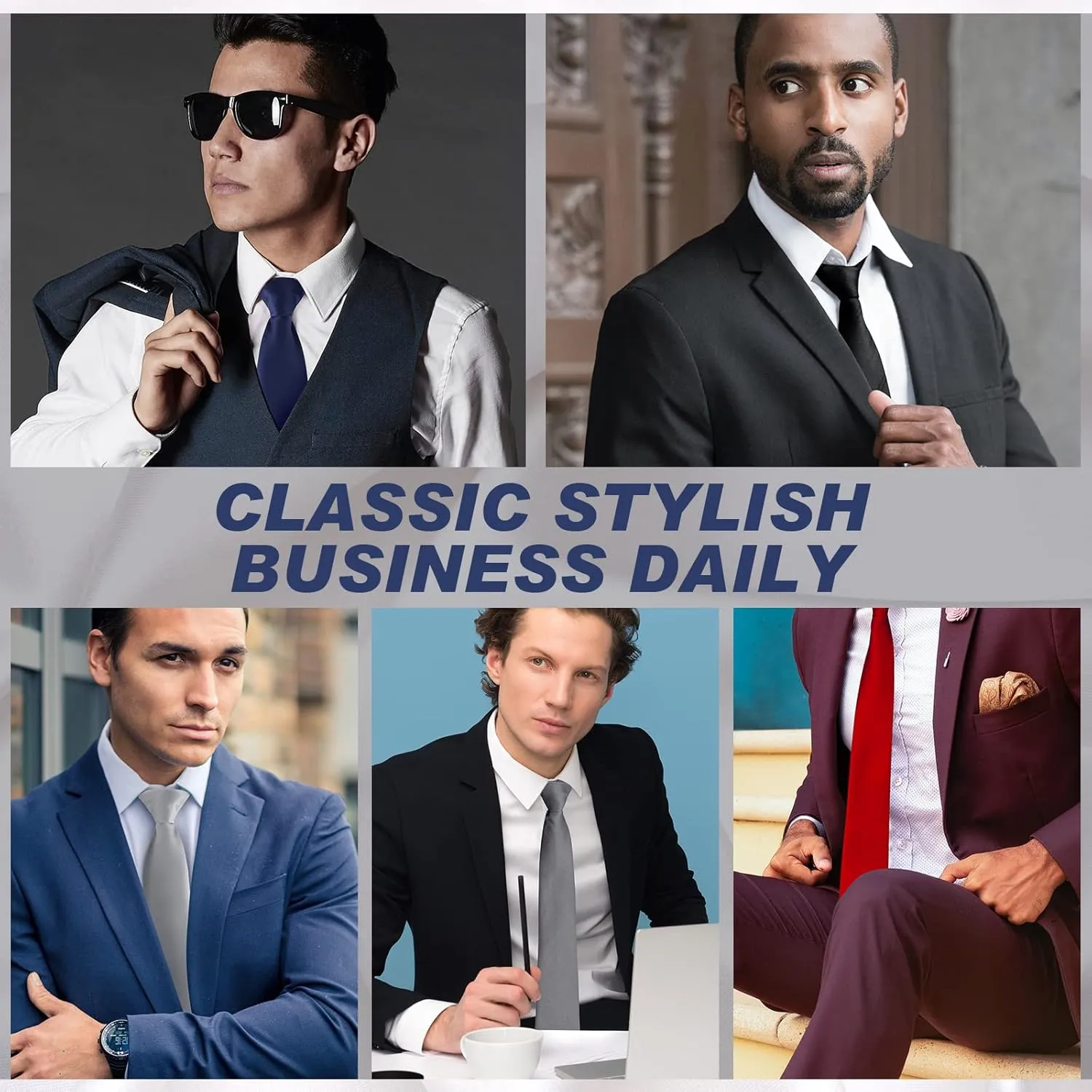 Haysandy Clip on Ties for Men Solid Color Men's 20 Inch Pretied Uniform Solid Color Clip on Tie