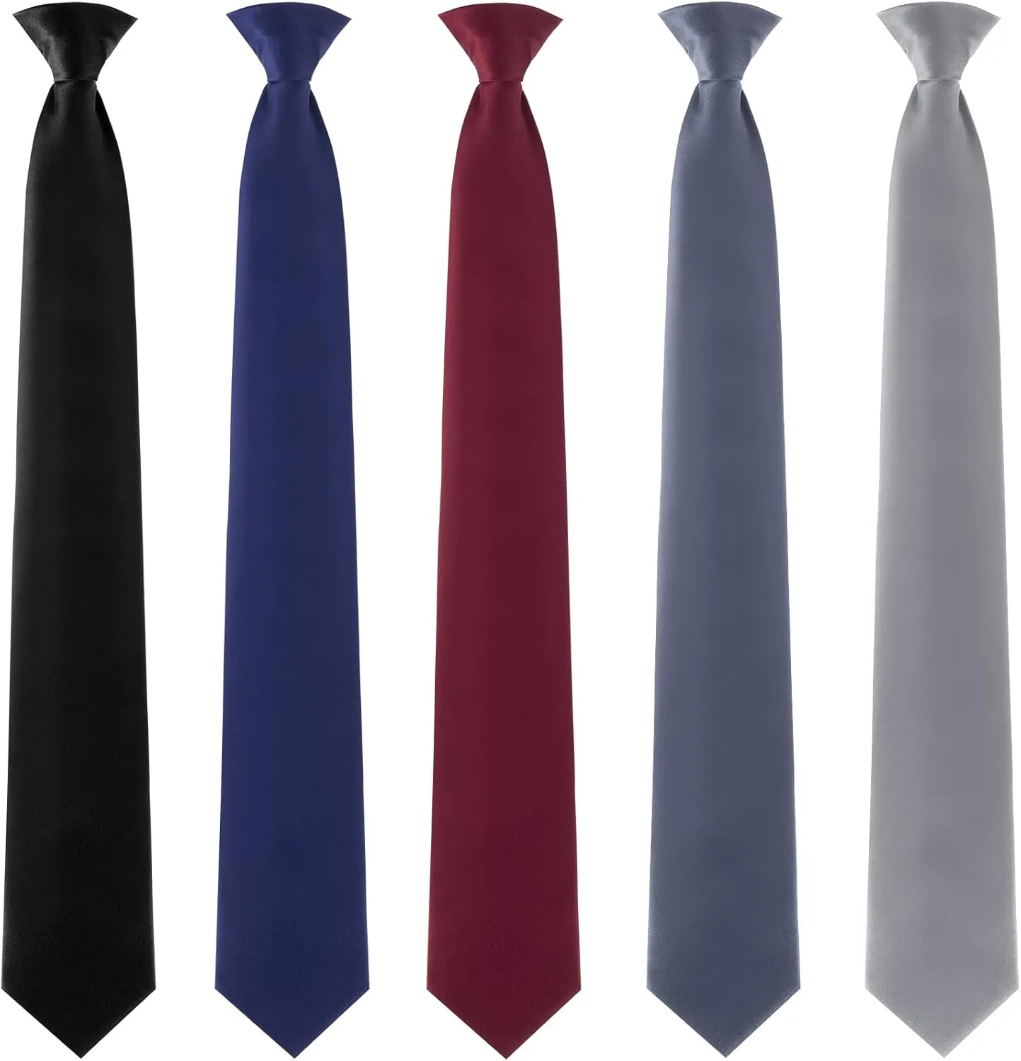 Haysandy Clip on Ties for Men Solid Color Men's 20 Inch Pretied Uniform Solid Color Clip on Tie