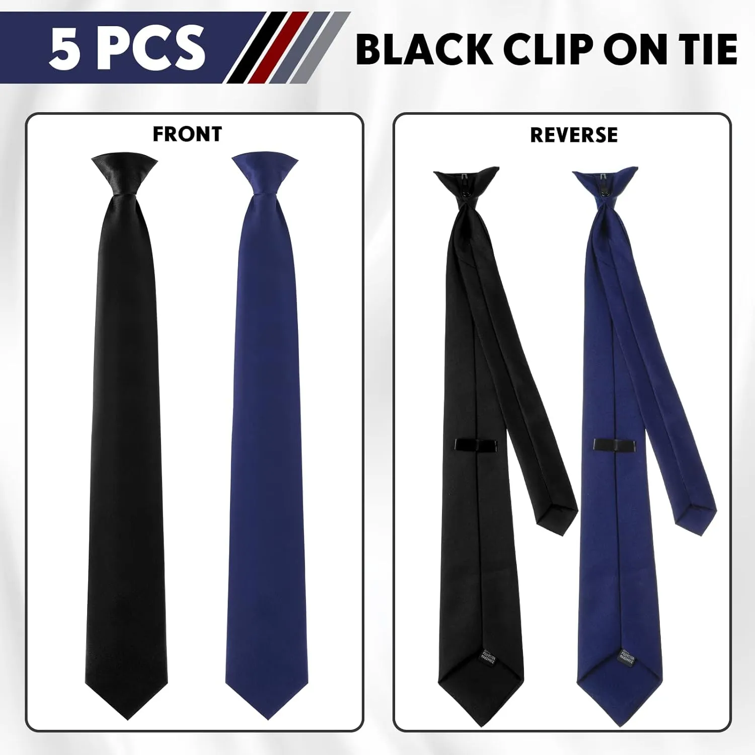 Haysandy Clip on Ties for Men Solid Color Men's 20 Inch Pretied Uniform Solid Color Clip on Tie