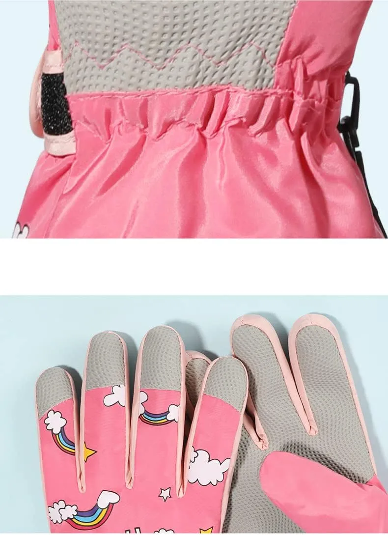 Kids Boys Cute Unicorn Girls Winter Mittens Waterproof Warm Fleece Lined Thermal Snow Ski Mitten Gloves