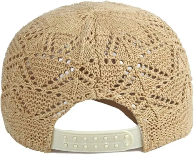 Knit Paper Straw Baseball Cap for Men Women Mesh Trucker Hat Breathable Crochet Dad Hat Summer Outdoor