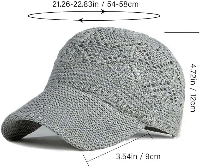 Knit Paper Straw Baseball Cap for Men Women Mesh Trucker Hat Breathable Crochet Dad Hat Summer Outdoor