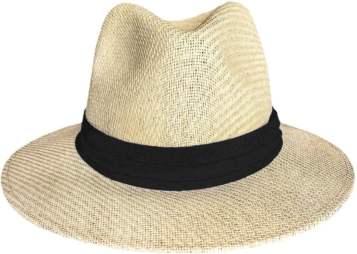 Matte Toyo Men's Straw Safari Sun Hat with 3-Pleat Ribbon Band