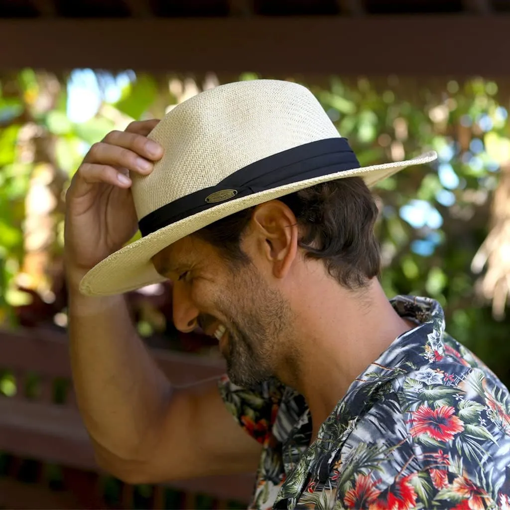 Matte Toyo Men's Straw Safari Sun Hat with 3-Pleat Ribbon Band