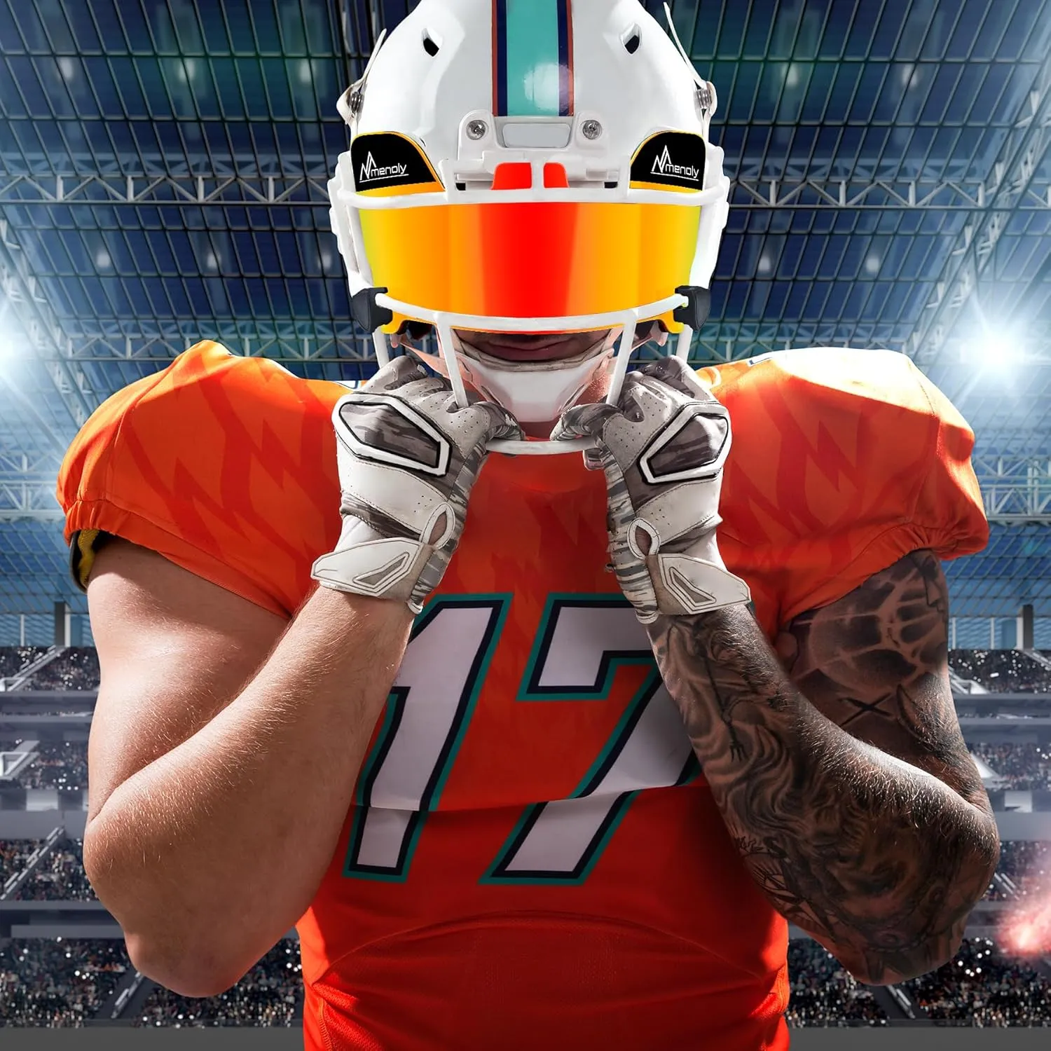 MENOLY Football Visor, Youth Football Helmet Visor, Scratch Resistant, UV Block, Facial Protection Visor for Football Helmet