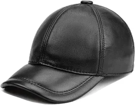 Men's Lambskin Leather Baseball Cap for Outdoor Sports Winter Hat