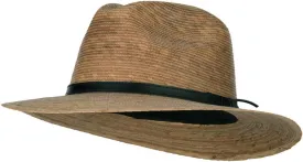 Men's Palm Braid Leather Band Fedora Hat