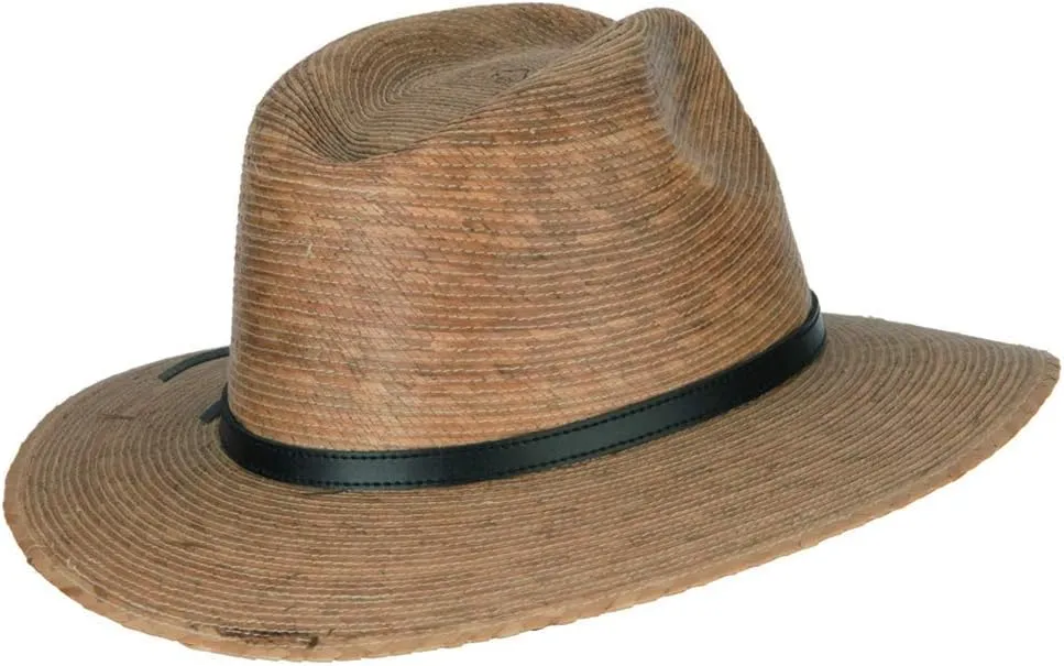 Men's Palm Braid Leather Band Fedora Hat