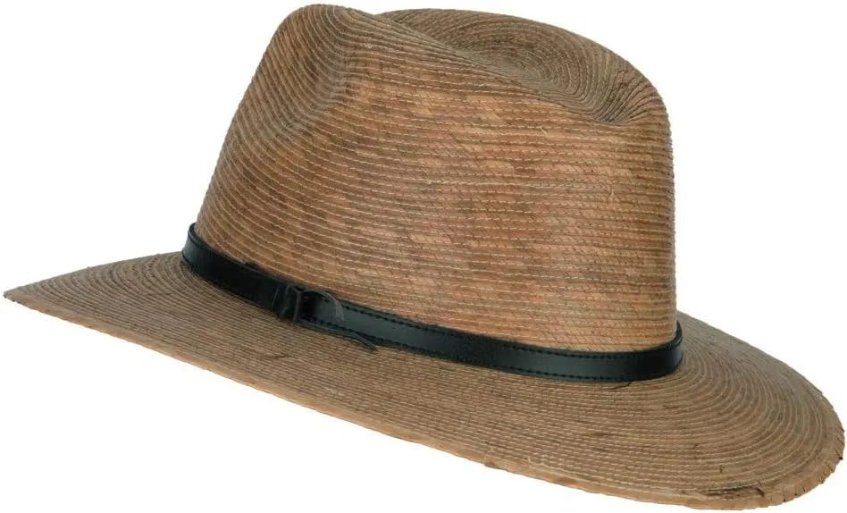 Men's Palm Braid Leather Band Fedora Hat