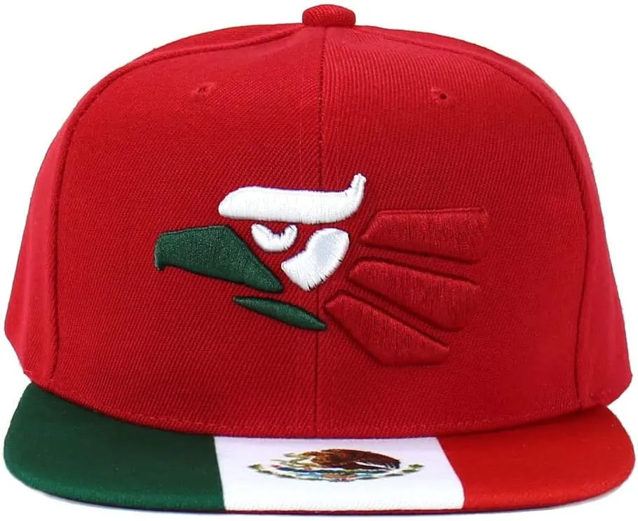 Mexican Mexico Hat Hecho En Mexico Eagle Aguila Snapback Flat Bill Baseball Cap