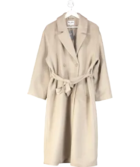 NA-KD Beige Wool Blend Scarf Detail Coat UK 8