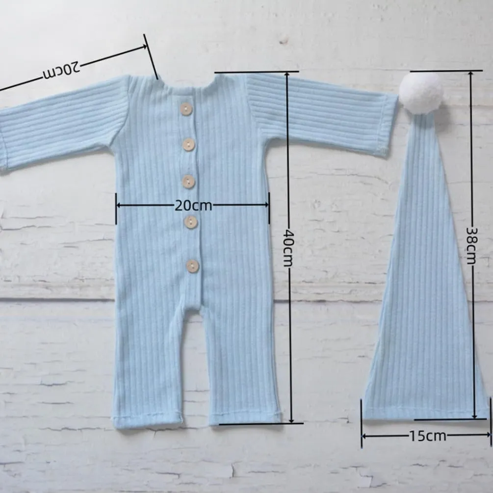 Newborn Baby Photo Shoot Props Girl Boy Crochet Knit Hat Costume Stripe Hat Pants Overalls Photography Props