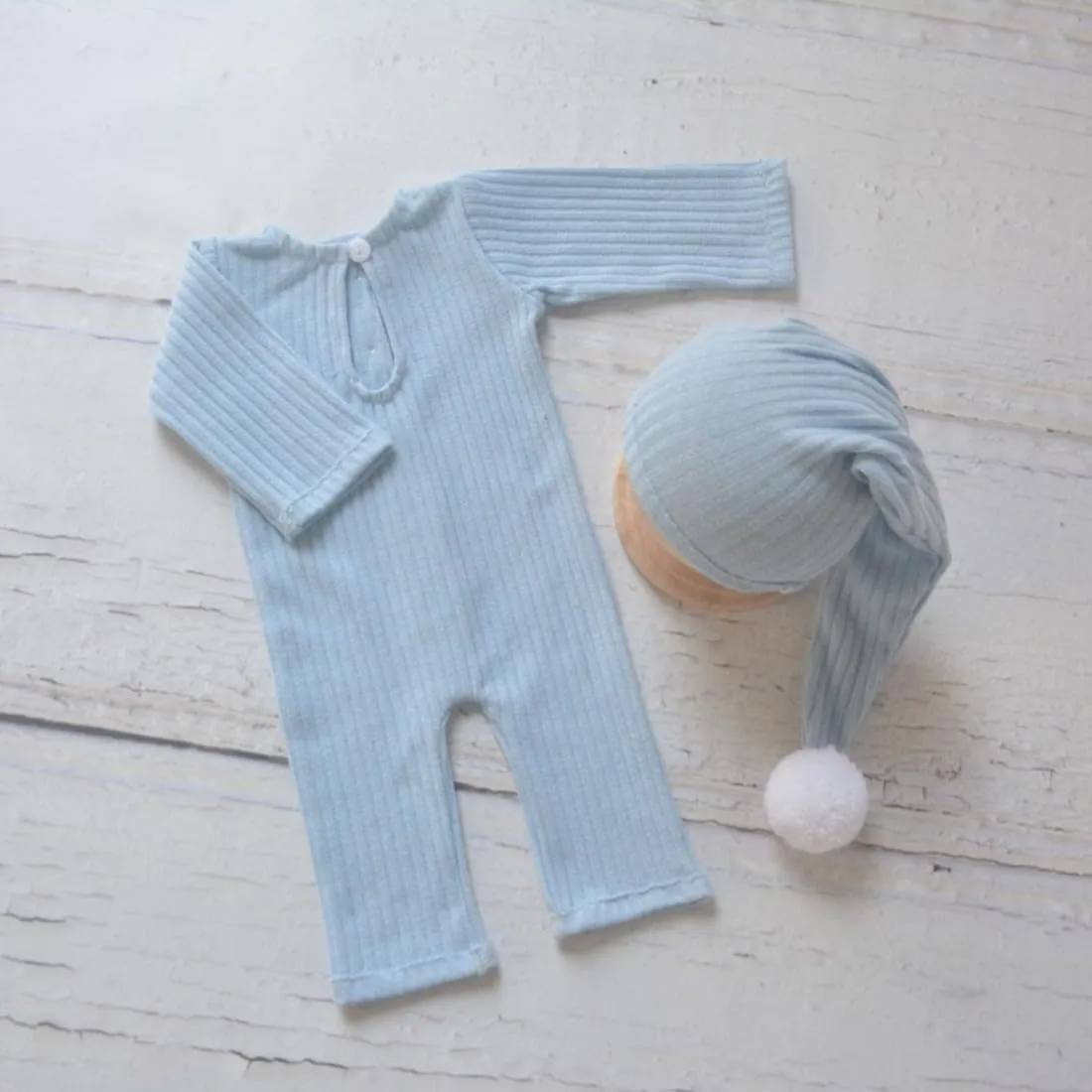 Newborn Baby Photo Shoot Props Girl Boy Crochet Knit Hat Costume Stripe Hat Pants Overalls Photography Props