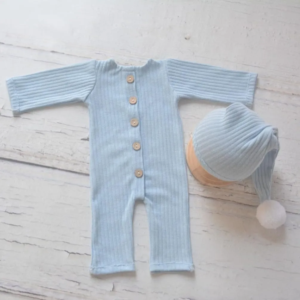 Newborn Baby Photo Shoot Props Girl Boy Crochet Knit Hat Costume Stripe Hat Pants Overalls Photography Props