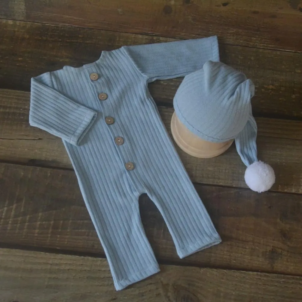 Newborn Baby Photo Shoot Props Girl Boy Crochet Knit Hat Costume Stripe Hat Pants Overalls Photography Props