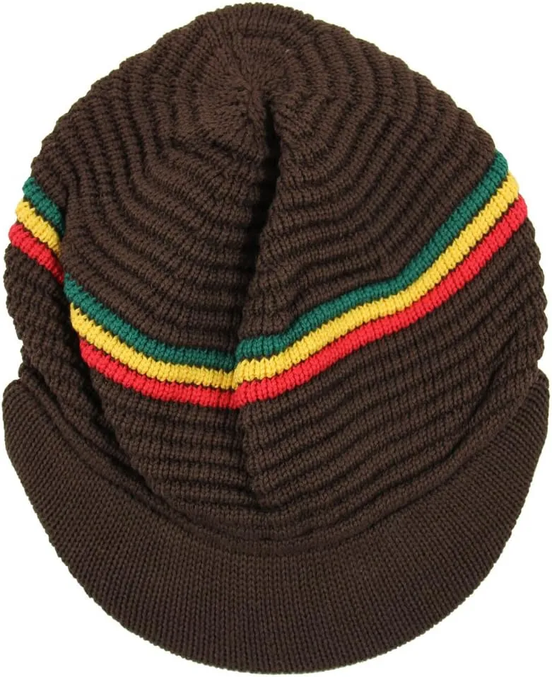 RW Knitted Cotton Rasta Skully Beanie Visor