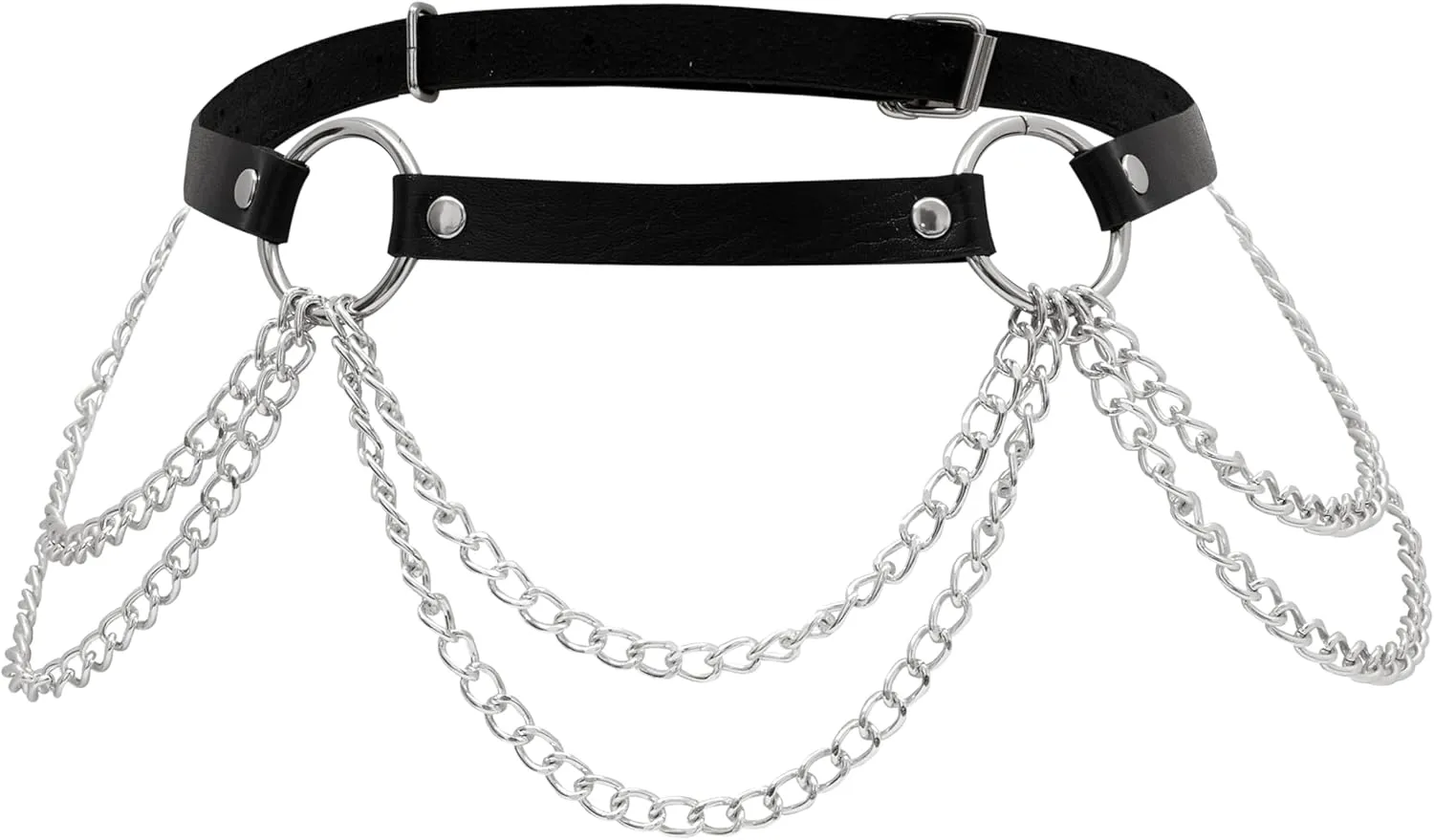 Sacina Black PU leather Belt, Emo Punk Grunge Gothic Belt, Goth Accessories, Punk Accessories, Waist Chain