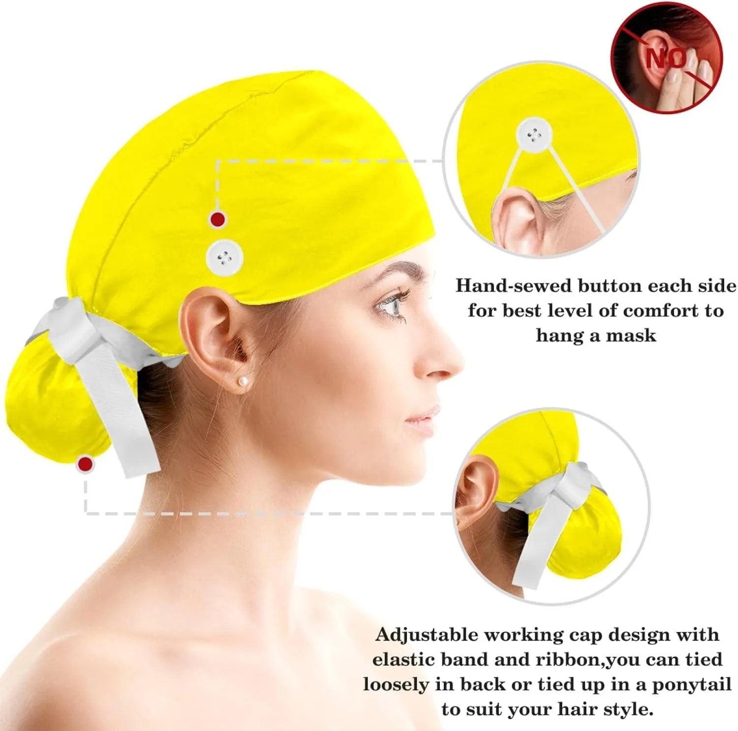 Scrub Caps Women, Ponytail Holder Surgical Cap with Hair Scrunchy