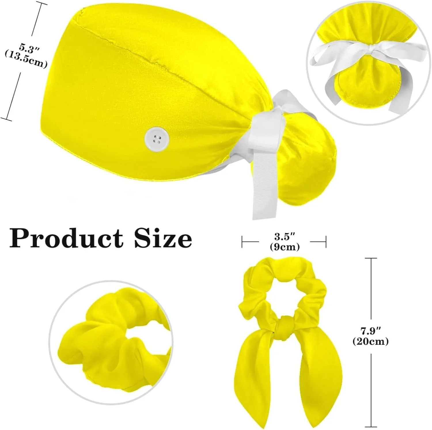 Scrub Caps Women, Ponytail Holder Surgical Cap with Hair Scrunchy