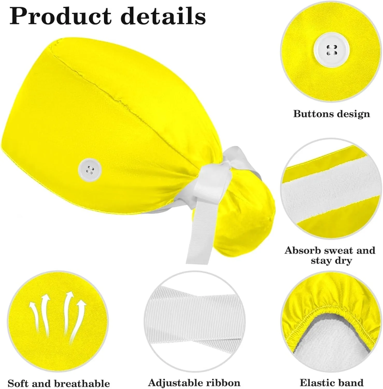 Scrub Caps Women, Ponytail Holder Surgical Cap with Hair Scrunchy
