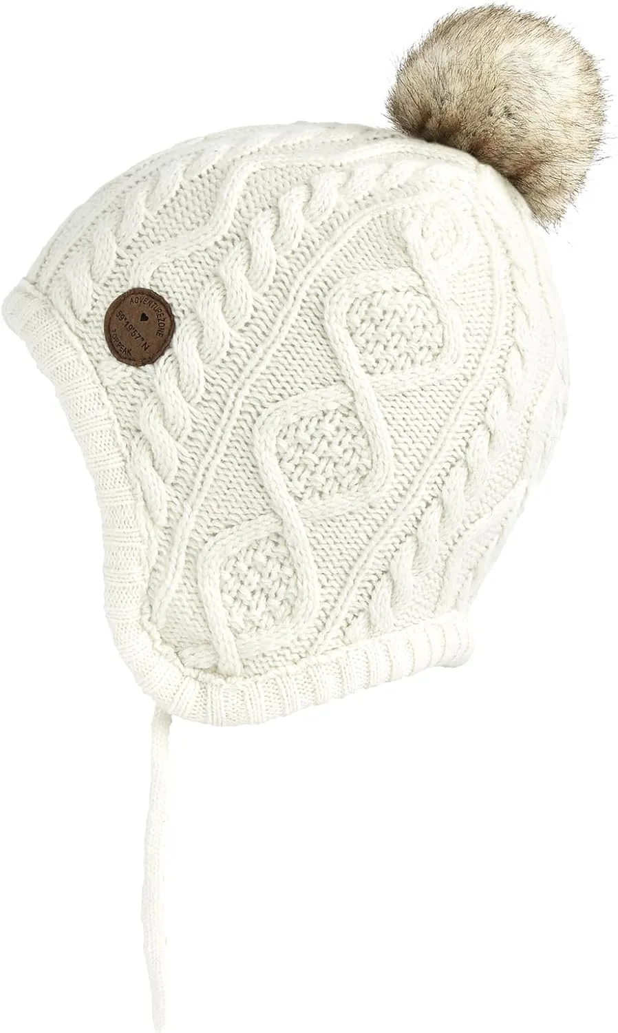 SOMALER Toddler Baby Boys Girls Winter Hat Kids Ear Flap Warm Fleece Lined Knit Beanie Fur Pom Hat