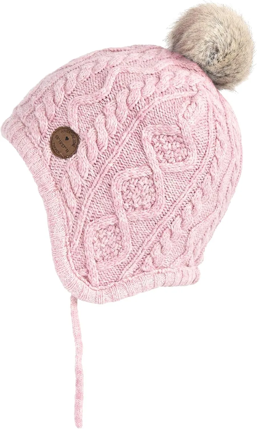 SOMALER Toddler Baby Boys Girls Winter Hat Kids Ear Flap Warm Fleece Lined Knit Beanie Fur Pom Hat