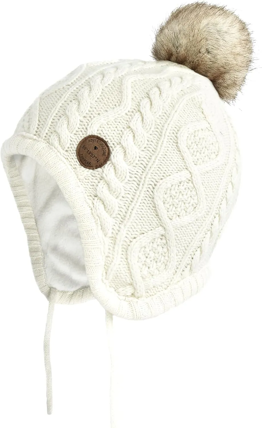 SOMALER Toddler Baby Boys Girls Winter Hat Kids Ear Flap Warm Fleece Lined Knit Beanie Fur Pom Hat