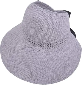 Sun Hats for Women Summer Wide Brim Panama Fedora Foldable Packable Straw Beach Hat Wide Brim Straw (Grey, One Size)