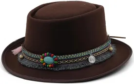 Top Hat Classic Wool Soft Felt Hat for Men Wool Hat Curved Brim Hat(Coffe)