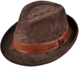 Top Hat Men Leather Fedoras Hats Gentleman Male Jazz 56-60cm Fitted Hat