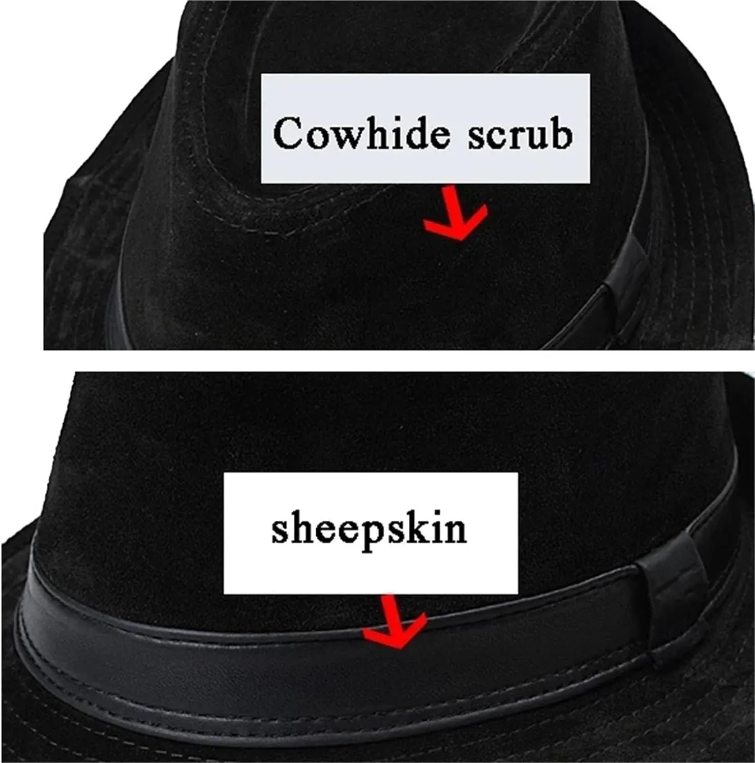 Top Hat Men Leather Fedoras Hats Gentleman Male Jazz 56-60cm Fitted Hat