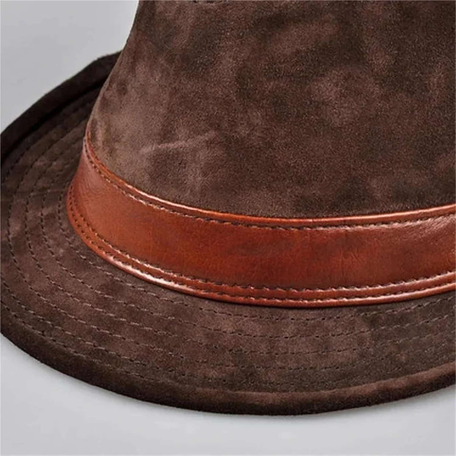 Top Hat Men Leather Fedoras Hats Gentleman Male Jazz 56-60cm Fitted Hat