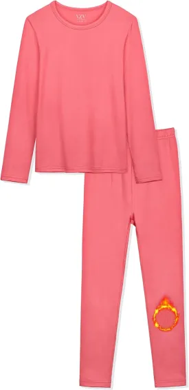 VZV Girls Thermal Underwear Set Kids Thermal Set Fleece Lined Kids Base Layer Long Johns Top and Bottom for Winter