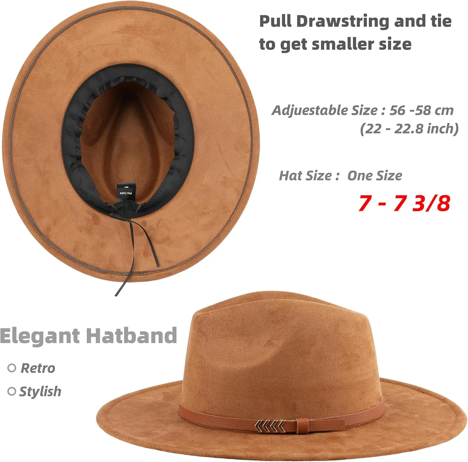 Wide Brim Fedora Hat for Men Women Big Rancher Felt Hat