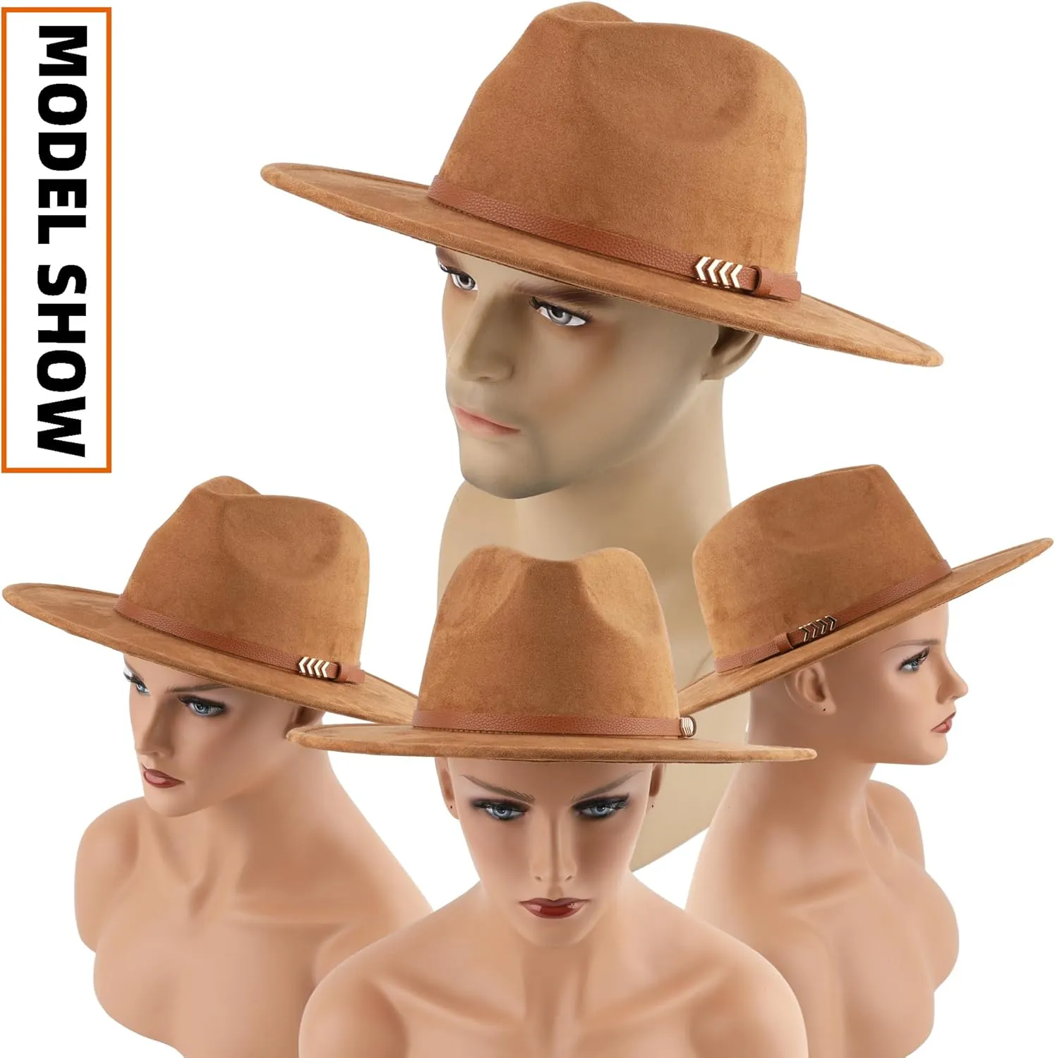 Wide Brim Fedora Hat for Men Women Big Rancher Felt Hat